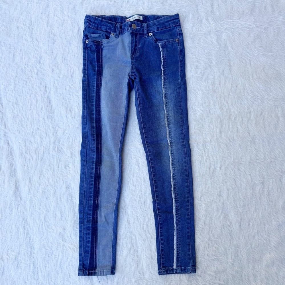 Levi’s Jeans Denim 710 Super Skinny Size Girls 8 Dark Wash and Light Wash Stripe